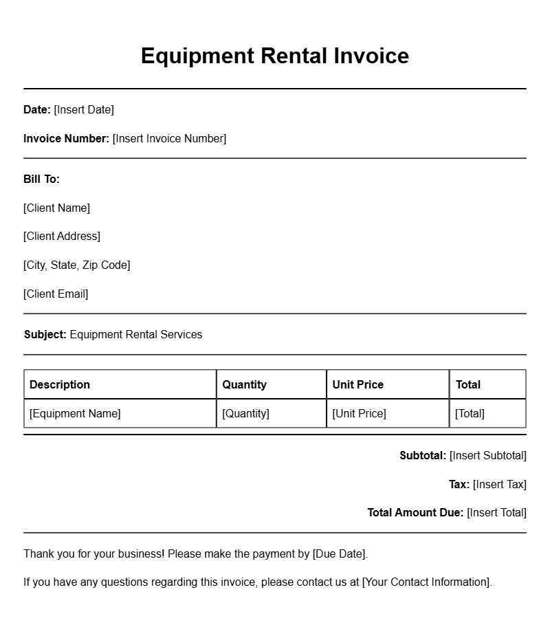 Essential Equipment Rental Invoice Templates for Your Business