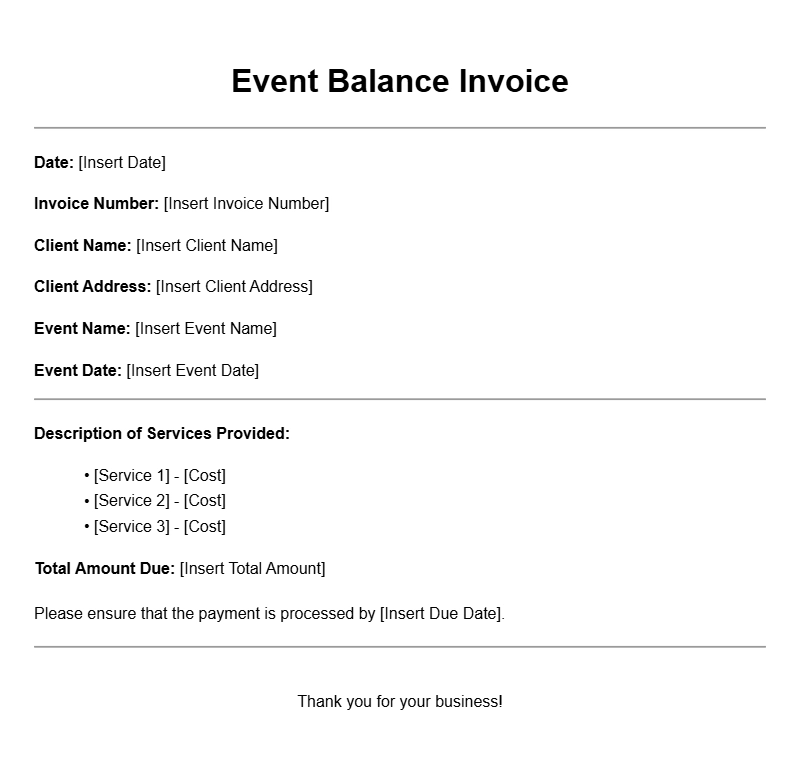 Event Balance Invoice Templates for Seamless Billing