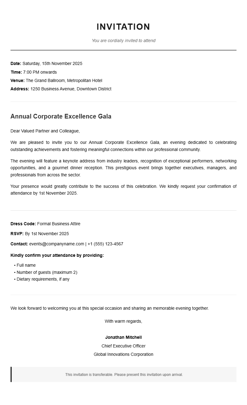 Event Invitation Letter Templates and Samples