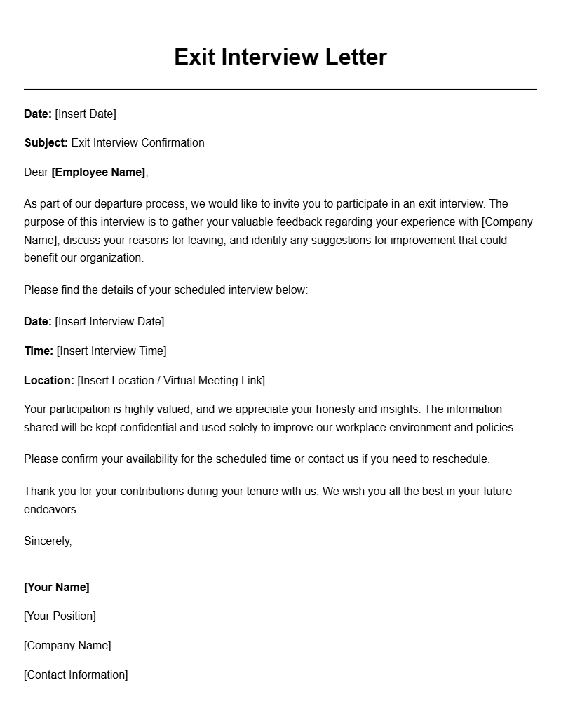 Professional Exit Interview Letter Templates for Employers