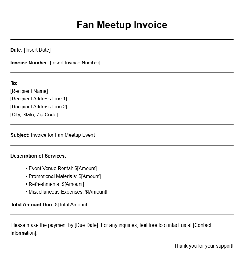Fan Meetup Invoice Templates for Easy Event Management