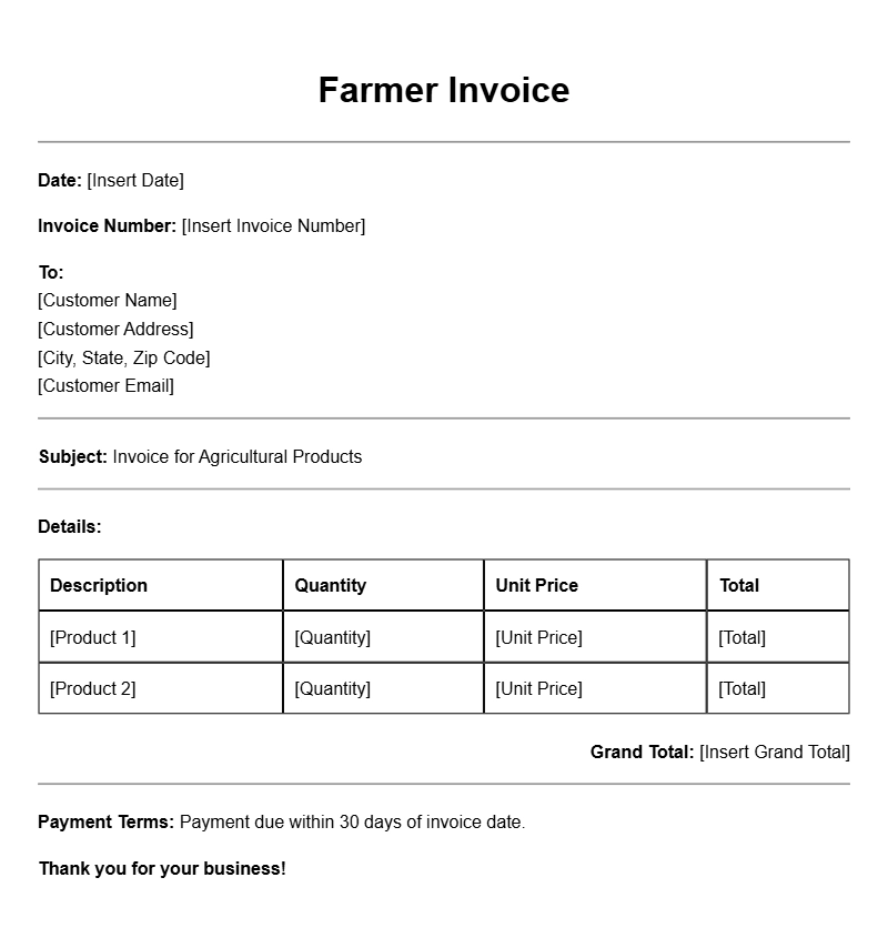 Essential Farmer Invoice Templates for Your Business Needs