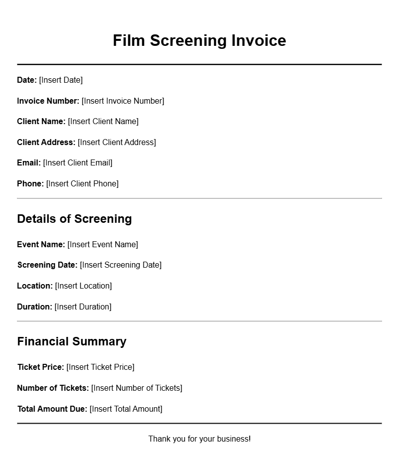 Film Screening Invoice Templates for Your Events