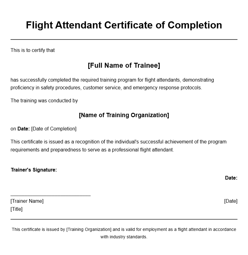 Flight Attendant Certificate Samples for Your Certification Journey