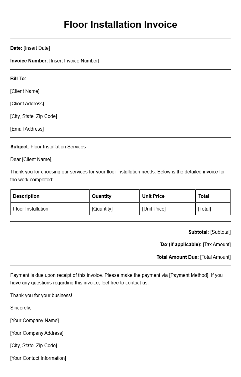 Floor Installation Invoice Templates for Your Business Needs