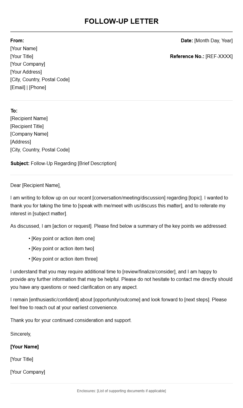 Follow Up Letter Templates