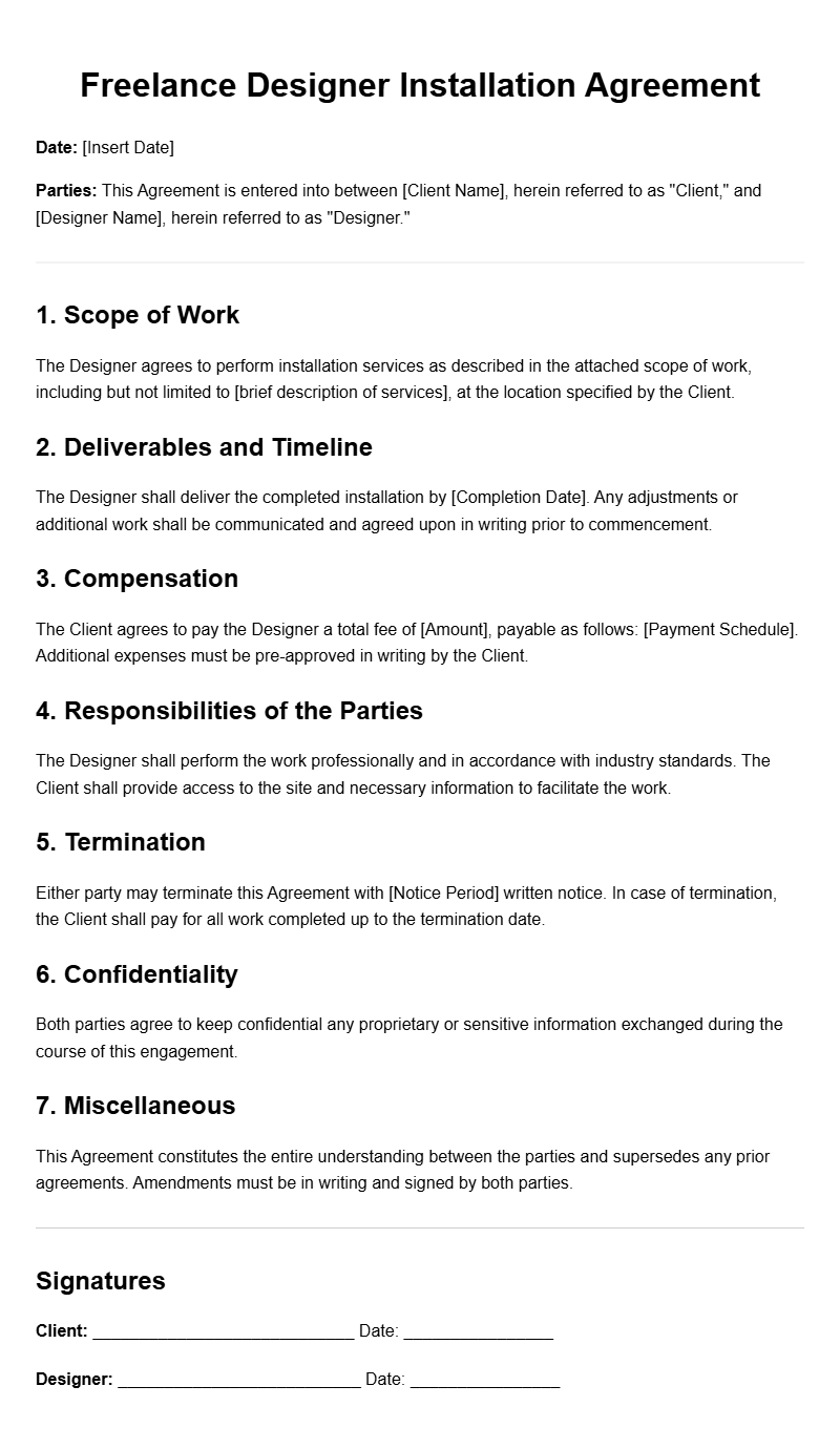 Free Freelance Designer Installation Agreement Templates
