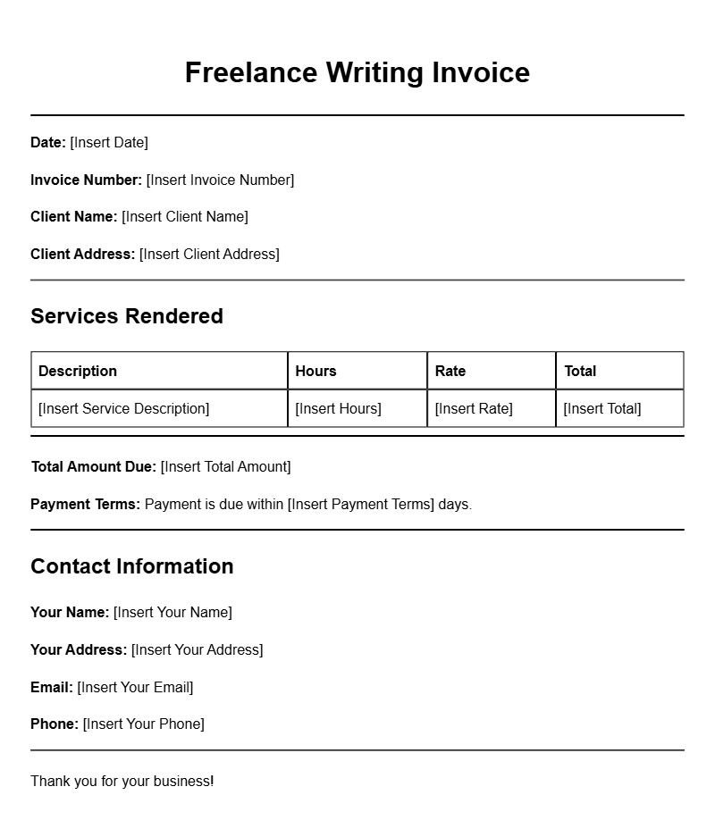 Freelance Writing Invoice Templates for Easy Billing