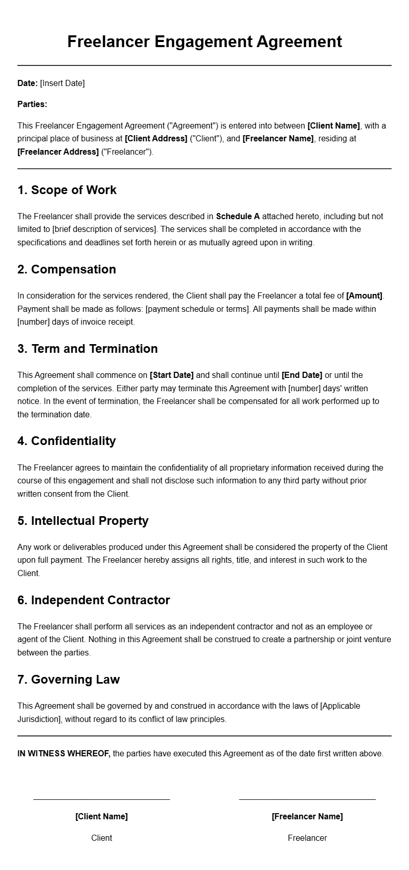 Freelancer Agreement Letter Samples for Smooth Collaborations