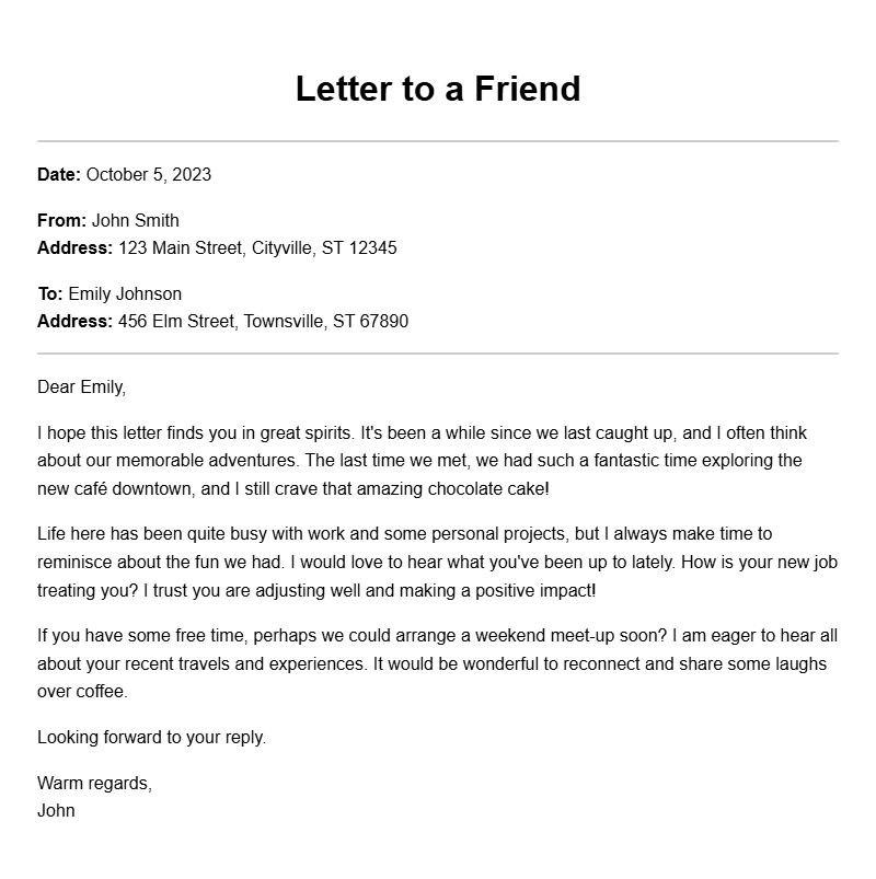 Friend to Friend Letter Samples for Every Occasion