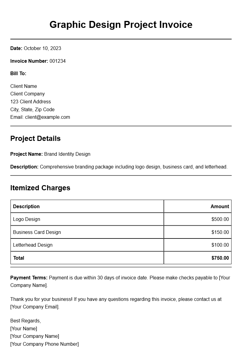 Graphic Design Project Invoice Samples for Professionals
