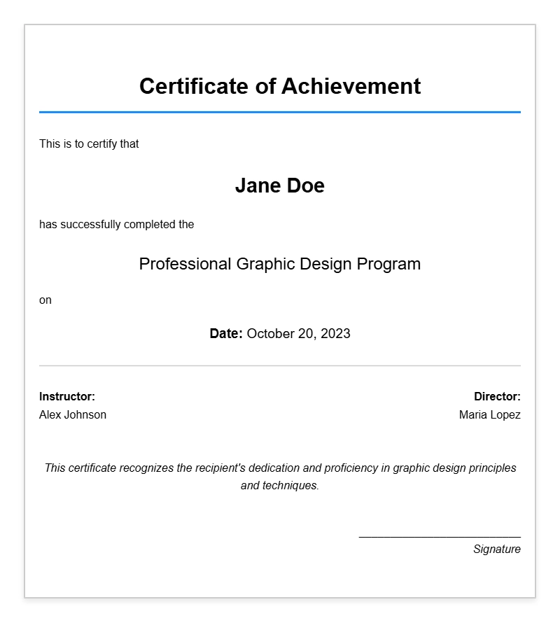 Graphic Designer Certificate Samples for Your Inspiration