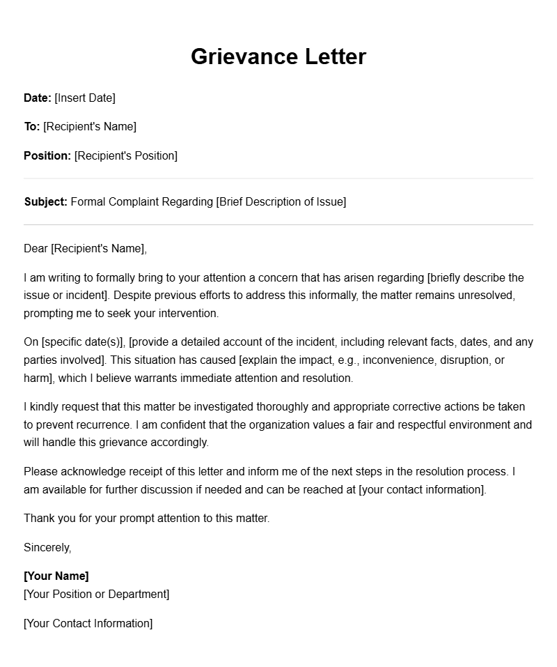 Effective Grievance Letter Templates for Every Situation