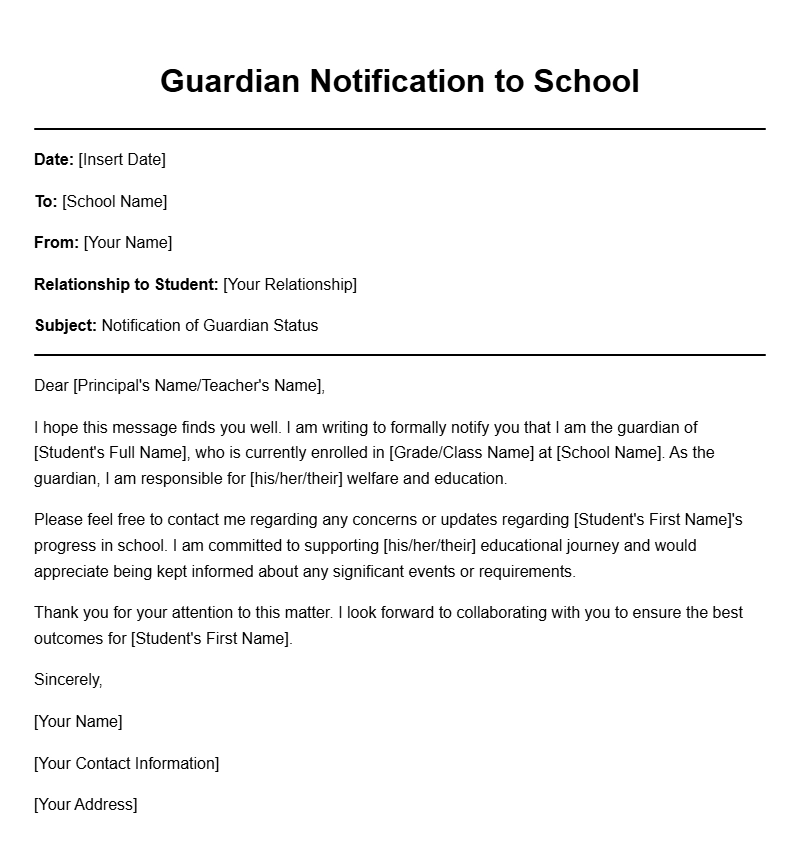 Guardian to School Letter Templates for Easy Communication