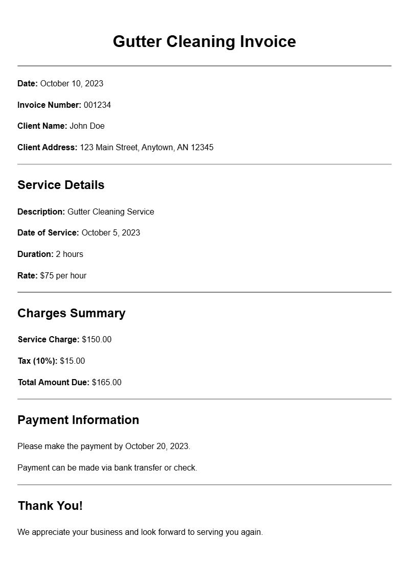Gutter Cleaning Invoice Samples for Your Business