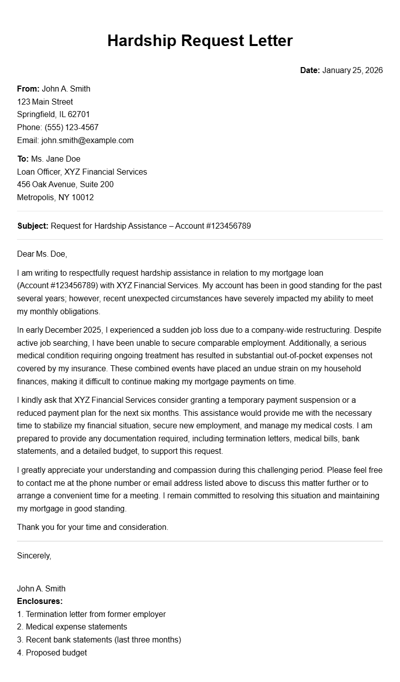 Hardship Request Letter Samples