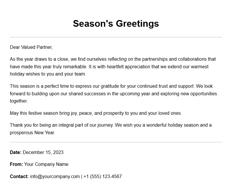 Holiday Greeting Letter Samples for Every Occasion