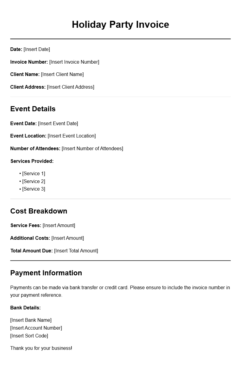 Holiday Party Invoice Templates for Easy Event Planning