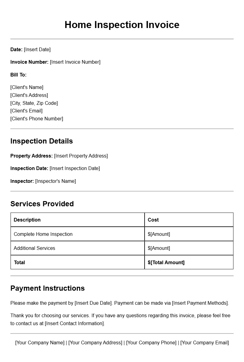 Home Inspection Invoice Templates for Your Business Needs