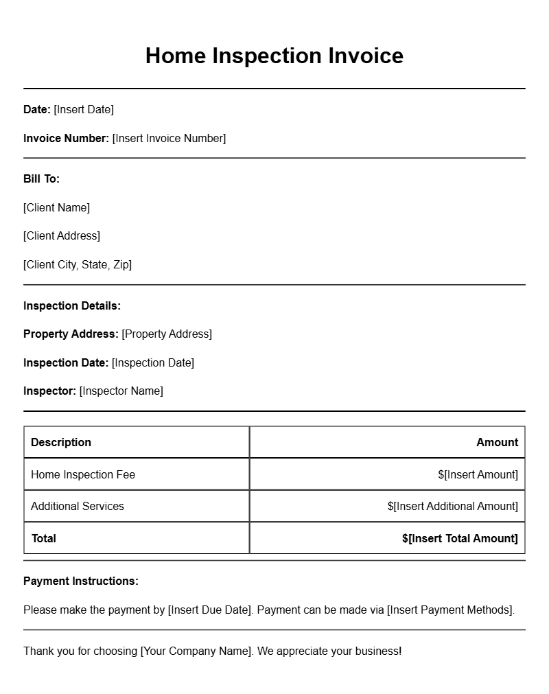 Home Inspector Invoice Templates for Your Business Needs