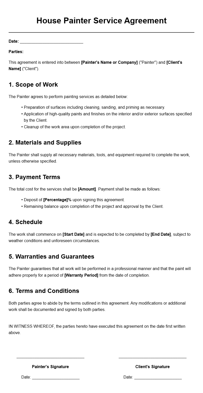 House Painter Editing Agreement Templates for Smooth Contracts