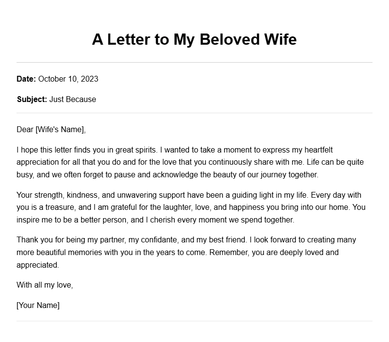 Heartfelt Husband to Wife Letter Templates for Every Occasion