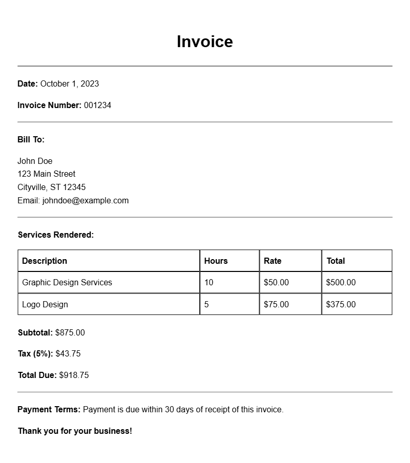 Illustrator Invoice Samples for Creative Professionals
