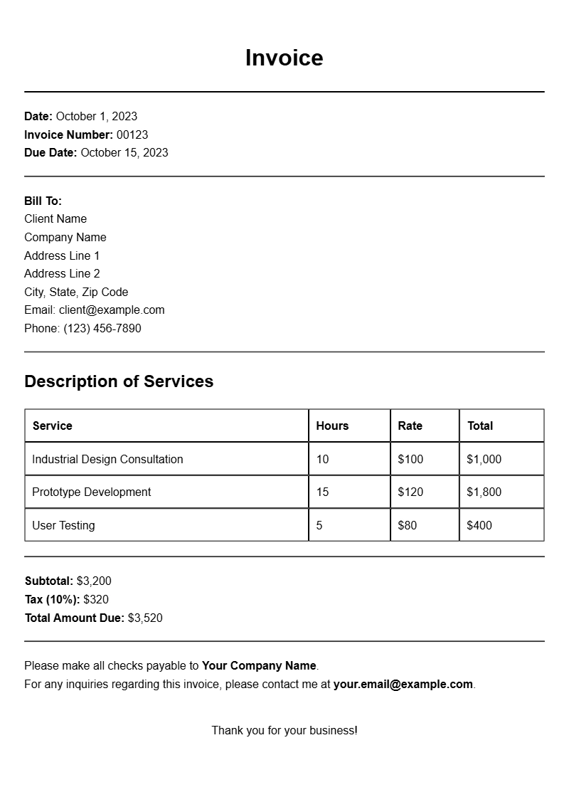 Industrial Designer Invoice Templates for Your Business Needs
