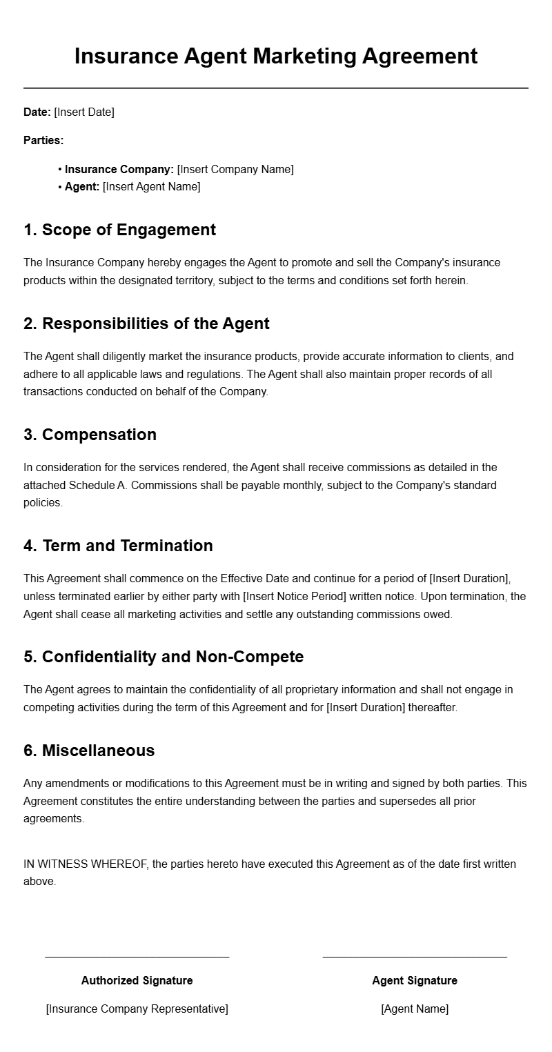 Insurance Agent Marketing Agreement Templates for Effective Partnerships