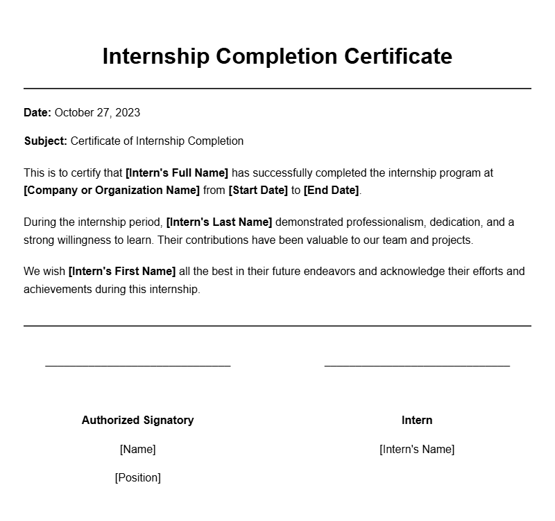 Intern Certificate Samples for Recognizing Your Success