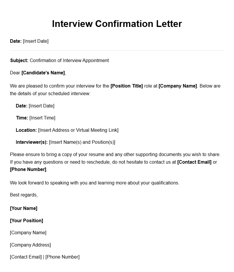 Effective Interview Confirmation Letter Templates