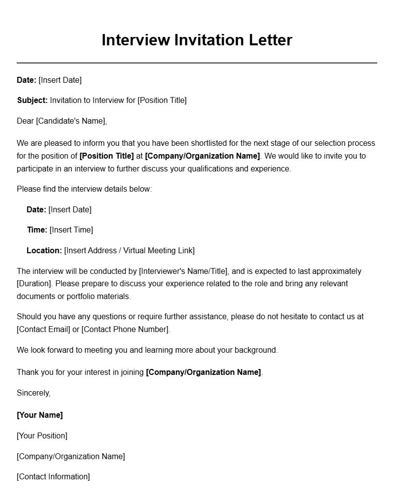 Sample Interview Invitation Letter Templates for Employers
