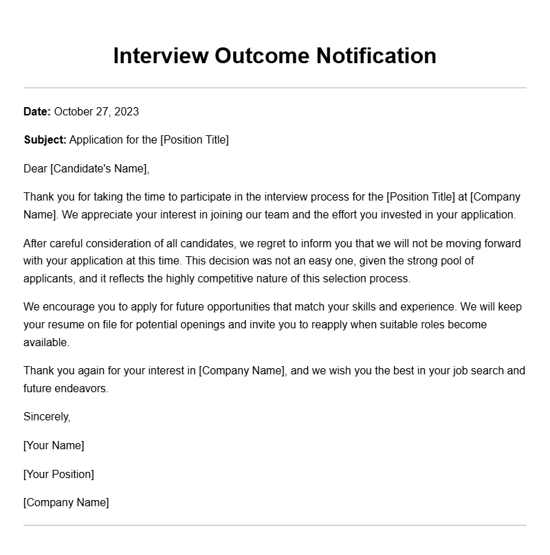 Sample Interview Rejection Letters for Professionals