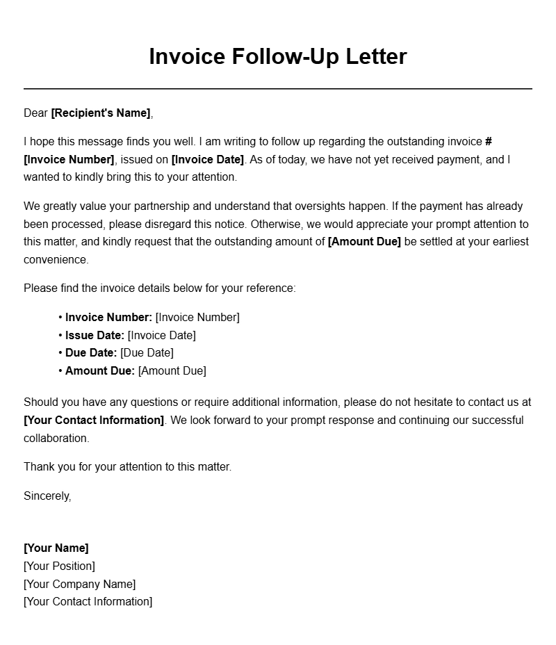 Effective Invoice Follow-Up Letter Samples for Prompt Payments