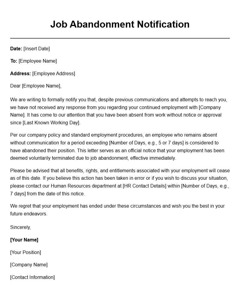 Sample Job Abandonment Letters to Handle Unexplained Absences