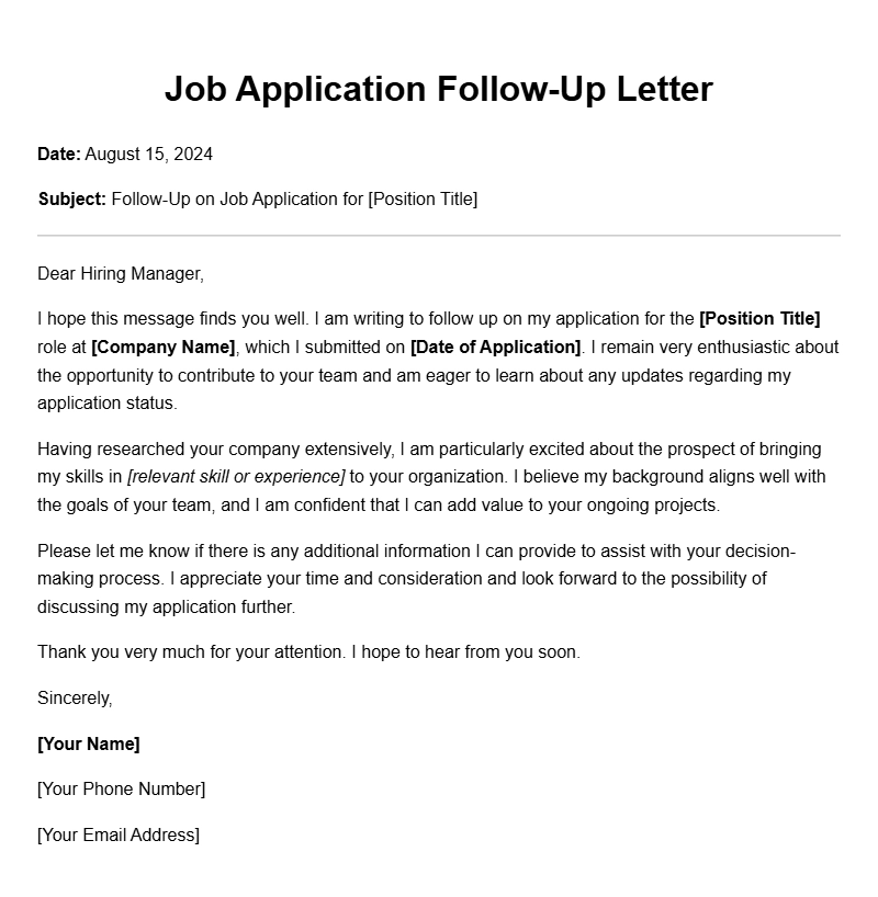 Effective Job Application Follow-Up Letter Samples