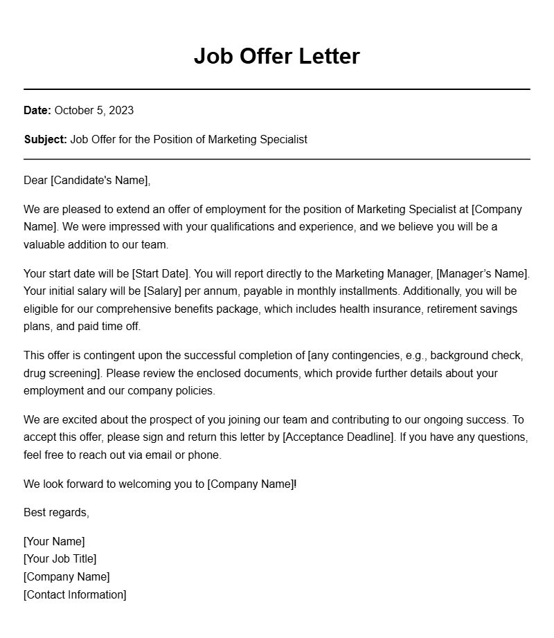 Job Offer Letter Samples for Every Hiring Situation