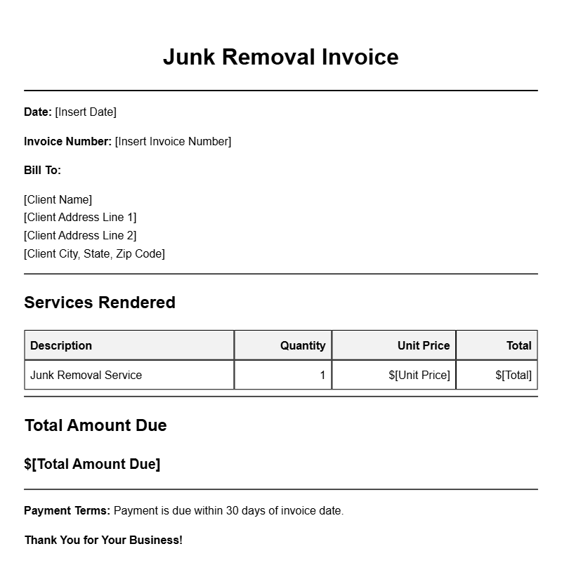 Junk Removal Invoice Templates for Efficient Billing