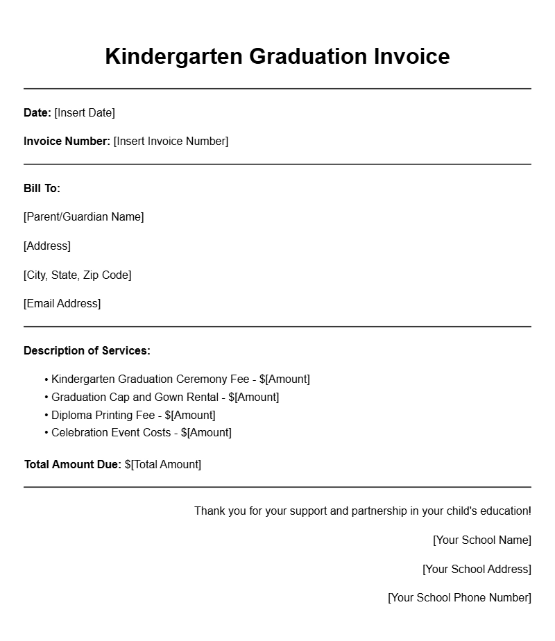 Kindergarten Graduation Invoice Templates for Your Needs