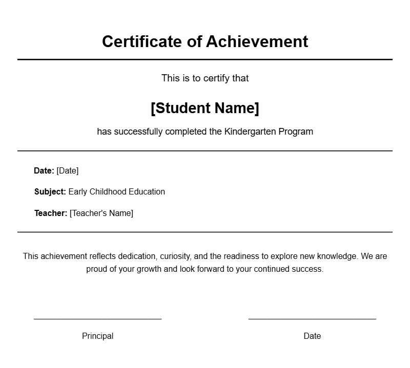 Kindergarten Student Certificate Templates for Celebrating Achievements