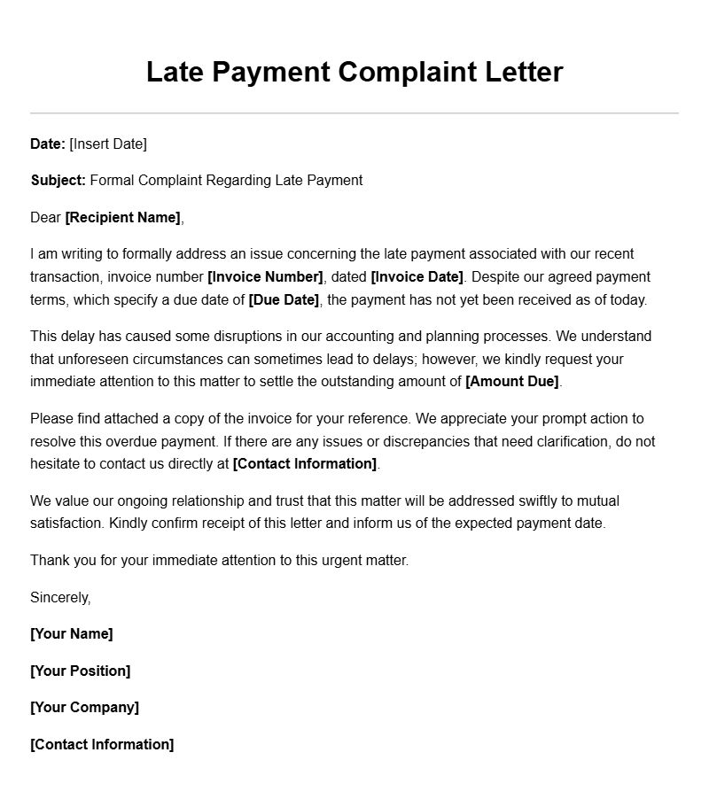 Effective Late Payment Complaint Letter Templates