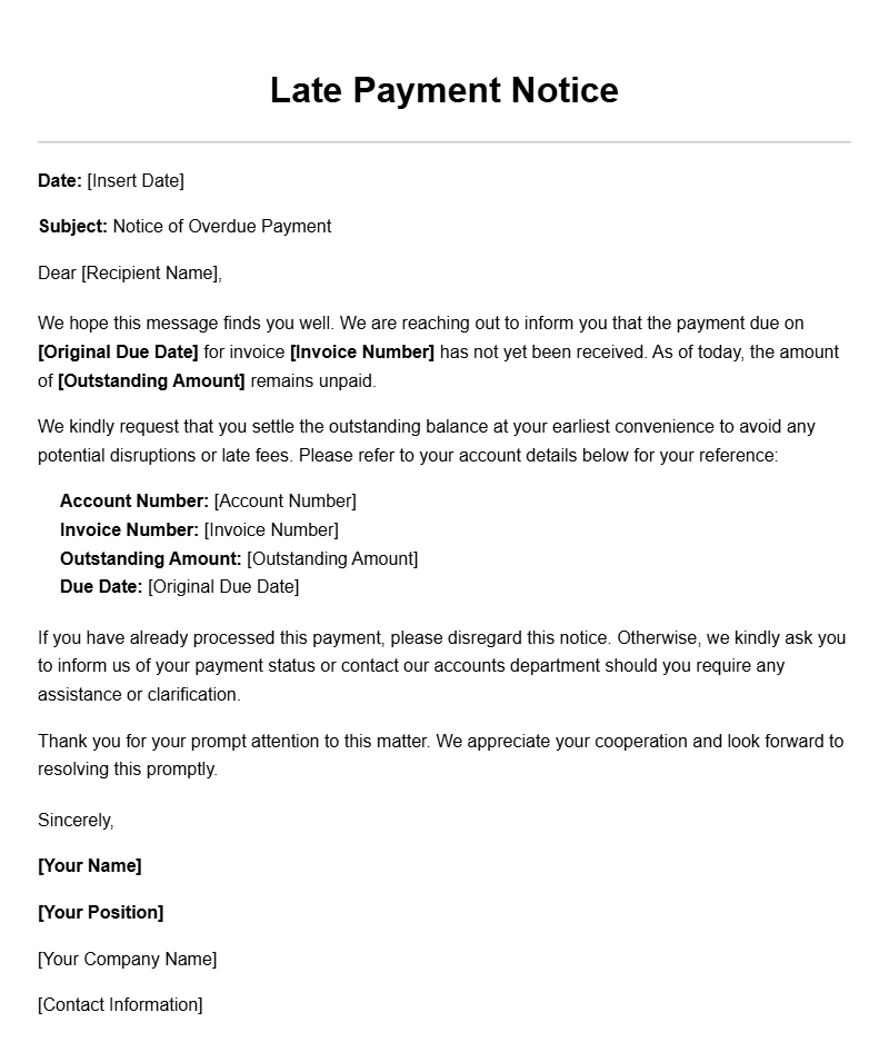 Effective Late Payment Notice Letter Templates for Businesses