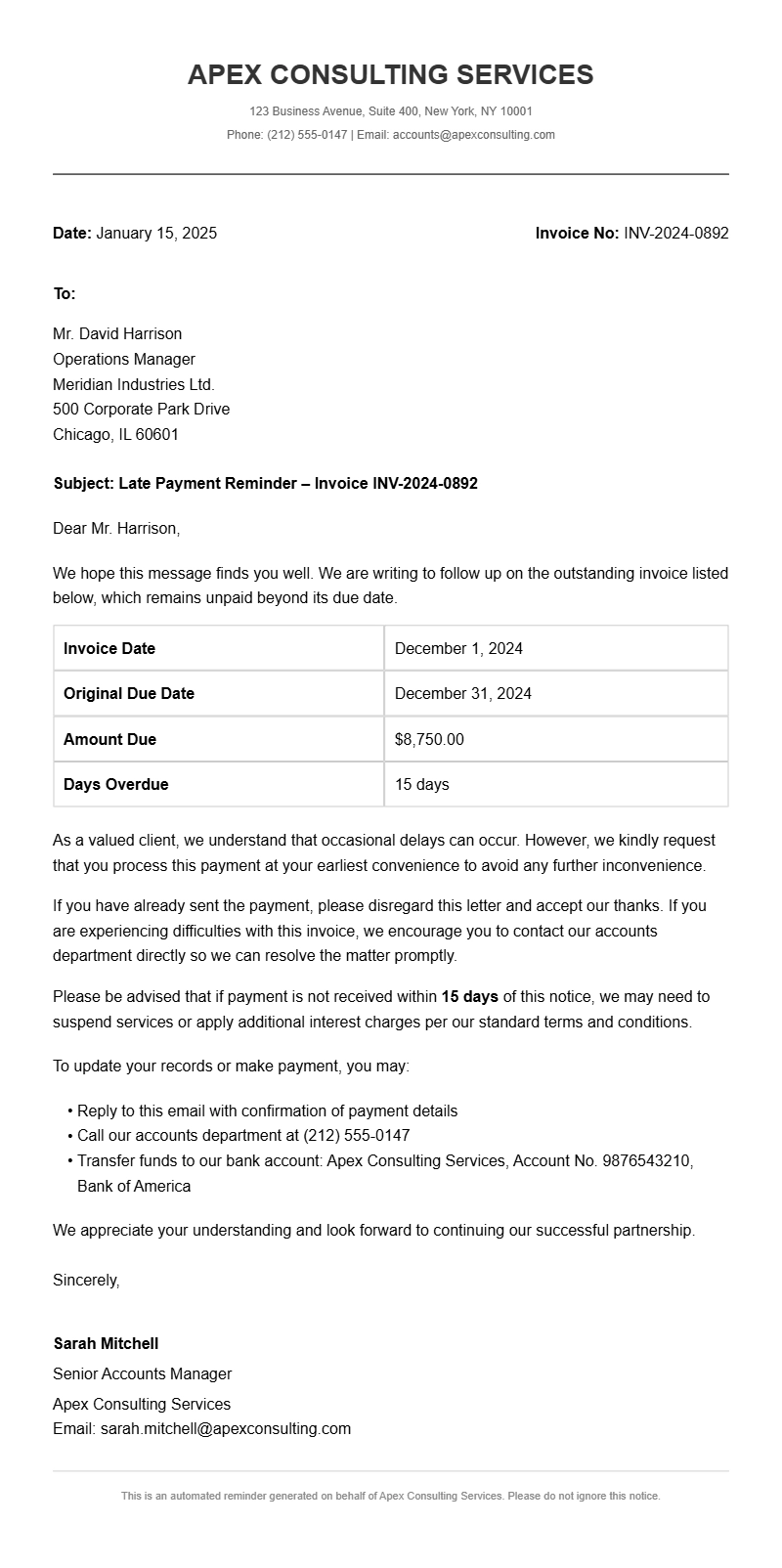 Late Payment Reminder Letter Samples - Free Templates