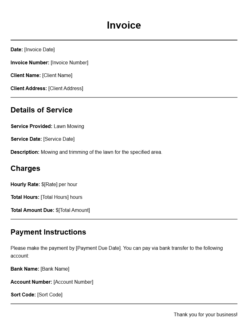 Lawn Mowing Invoice Templates for Easy Billing
