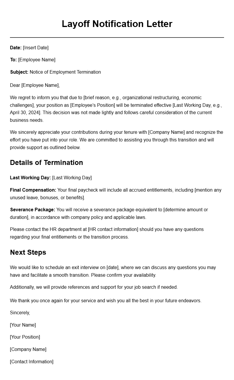 Effective Layoff Notice Letter Templates for Employers