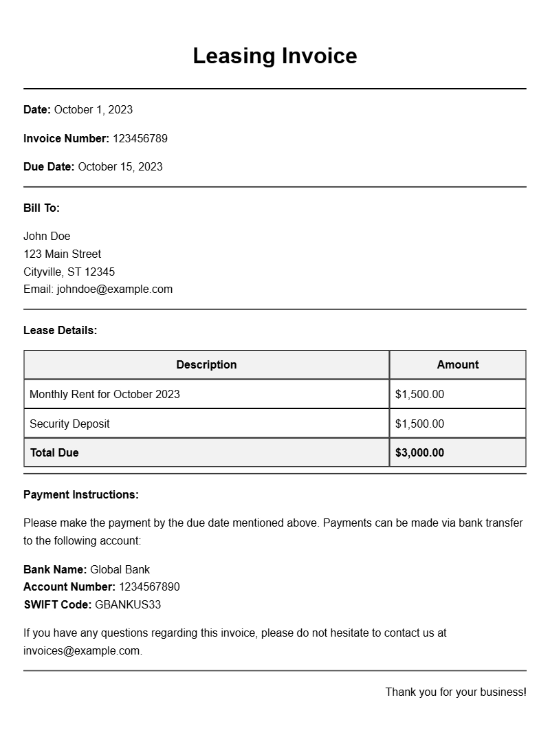 Leasing Invoice Samples: Your Guide to Effective Billing