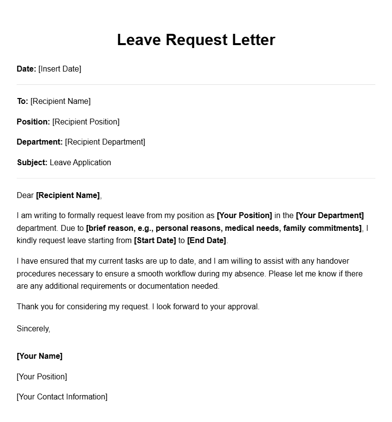 Professional Leave Request Letter Templates for Every Situation