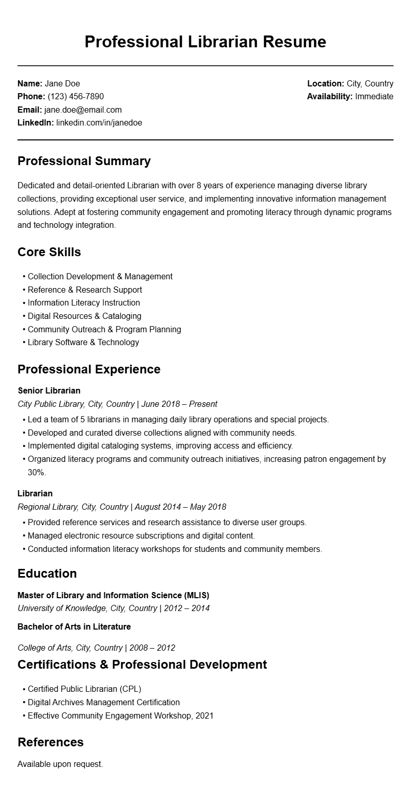 Best Librarian Resume Templates to Showcase Your Skills
