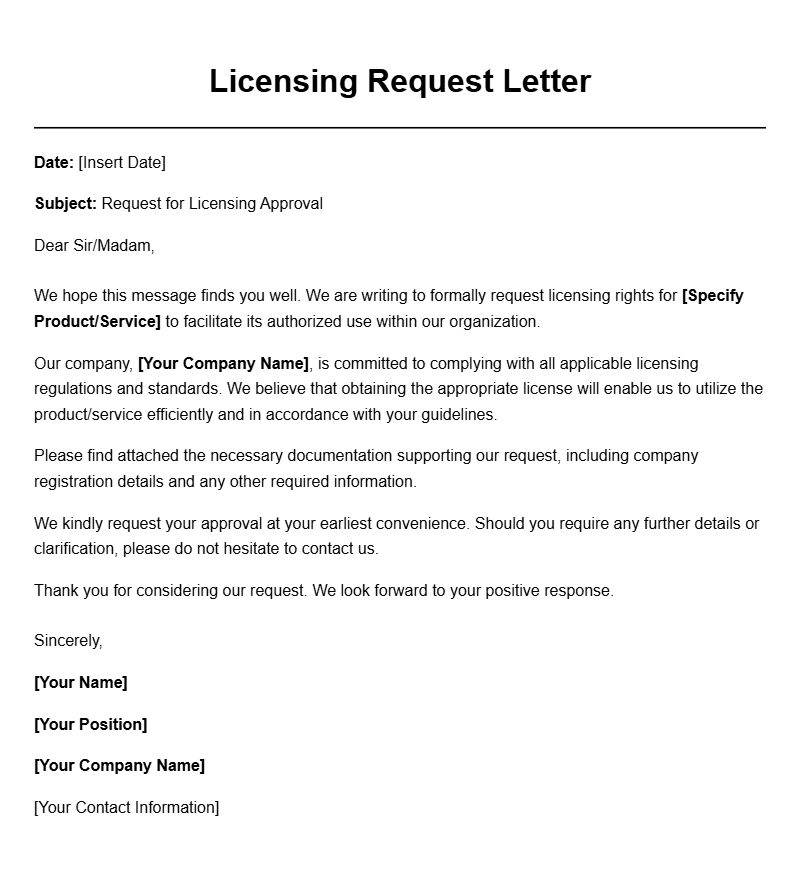 Effective Licensing Request Letter Templates for Your Needs