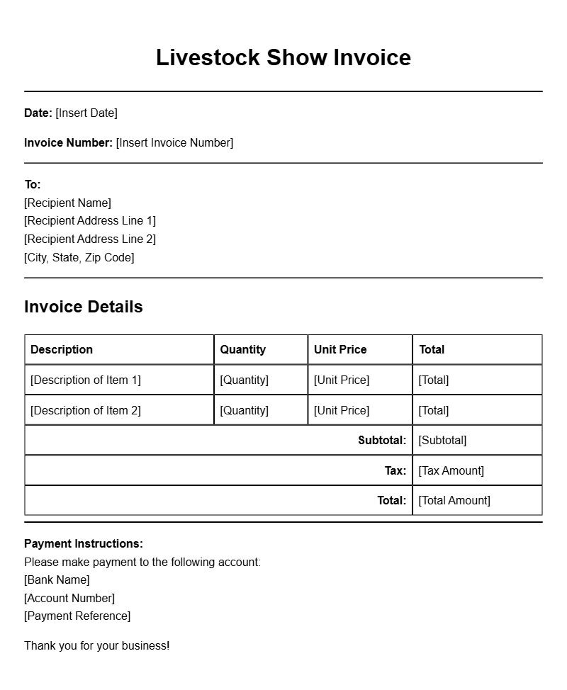 Livestock Show Invoice Templates for Easy Billing